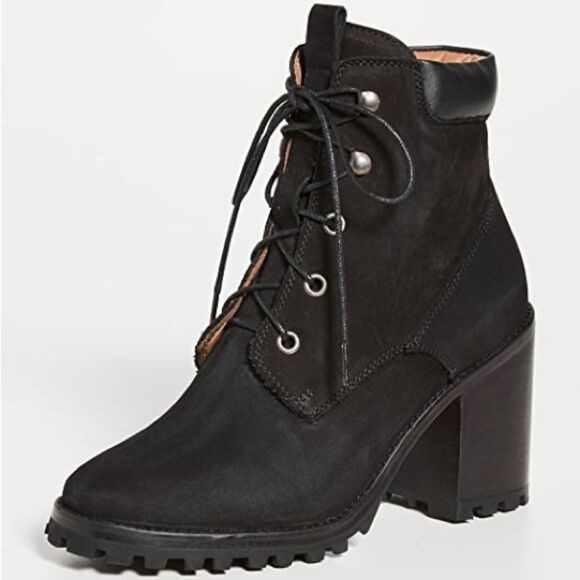 Rachel Comey Rollick Black Suede Lace-Up Combat Block Heel Boots Womens 10 - Picture 1 of 10